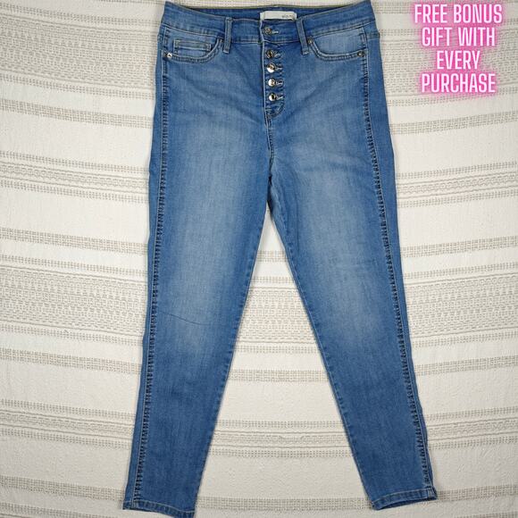 Ella Moss Button Fly Super High Rise Skinny Crop Jeans Size 10/30 - Picture 1 of 9